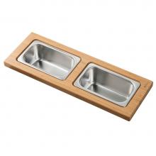 Kraus KSC-1001BB - Workstation Kitchen Sink Serving Board Set with Rectangular Stainless Steel Bowls