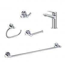 Kraus C-KBF-1401-KEA-188CH - Indy Single Handle Bathroom Faucet with 24-inch Towel Bar, Paper Holder, Towel Ring and Robe Hook