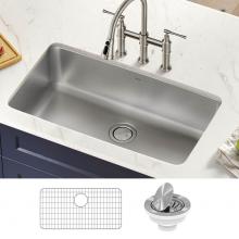 Kraus KA1US33B - KRAUS Dex 33 in. Undermount 16 Gauge Antibacterial Stainless Steel Single Bowl Kitchen Sink