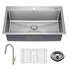 Kraus KCL-1706 - Standart PRO 33'' Drop In / Undermount Single Bowl 18-Gauge Stainless Steel Kitchen Sink