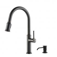 Kraus KPF-1680ORB-KSD-80ORB - Sellette Single Handle Pull Down Kitchen Faucet with Deck Plate and Soap Dispenser in Oil Rubbed B
