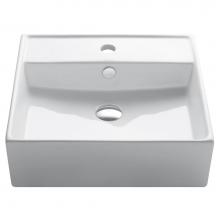 Kraus KCV-150 - KRAUS Elavo Square Vessel White Porcelain Ceramic Bathroom Sink with Overflow, 18 1/2