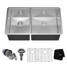 Kraus KHU104-33 - Standart PRO 33-inch 16 Gauge Undermount 60/40 Double Bowl Stainless Steel Kitchen Sink