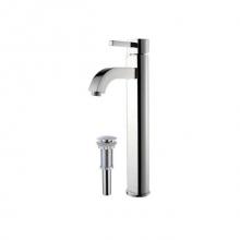 Kraus FVS-1007-PU-10CH - Ramus Single Hole Single-Handle Vessel Bathroom Faucet with Matching Pop-Up Drain in Chrome