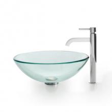 Kraus C-GV-101-12mm-1007CH - Glass Vessel Sink with Ramus Faucet in Chrome