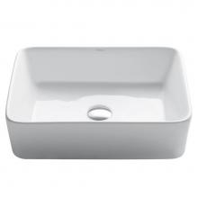 Kraus KCV-121 - Elavo Modern Rectangular Vessel White Porcelain Ceramic Bathroom Sink, 19 inch