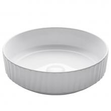 Kraus KCV-201GWH - Viva Round White Porcelain Ceramic Vessel Bathroom Sink, 15 3/4 in. D x 4 3/4 in. H