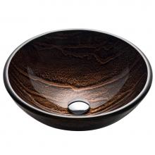 Kraus GV-398-19mm - KRAUS Nature Series Round Brown Glass Vessel Bathroom Sink, 17 inch