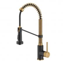 Kraus KPF-1610BBMB - Bolden Commercial Style Pull Down Single Handle 18 Inch Kitchen Faucet In Brushed Brass, Matte Bla