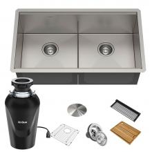 Kraus KWU112-33-100-75MB - KRAUS Kore Workstation 33-inch Undermount 16 Gauge Double Bowl Stainless Steel Kitchen Sink with A