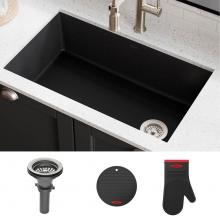 Kraus KGU-55BLACK - Forteza 32'' Undermount Single Bowl Granite Kitchen Sink in Black