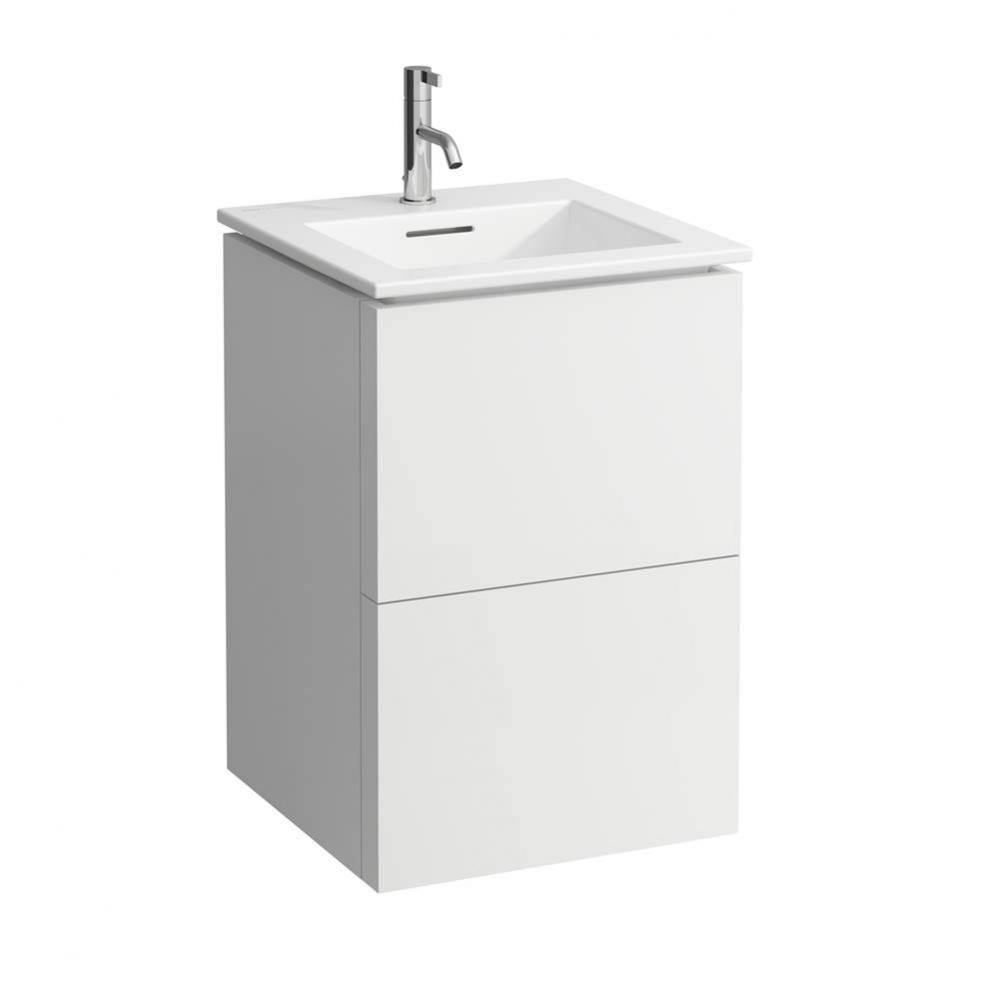Pack: Washbasin + Vanity Unit 50; slim washbasin white with tap bank, with one tap hole, with over