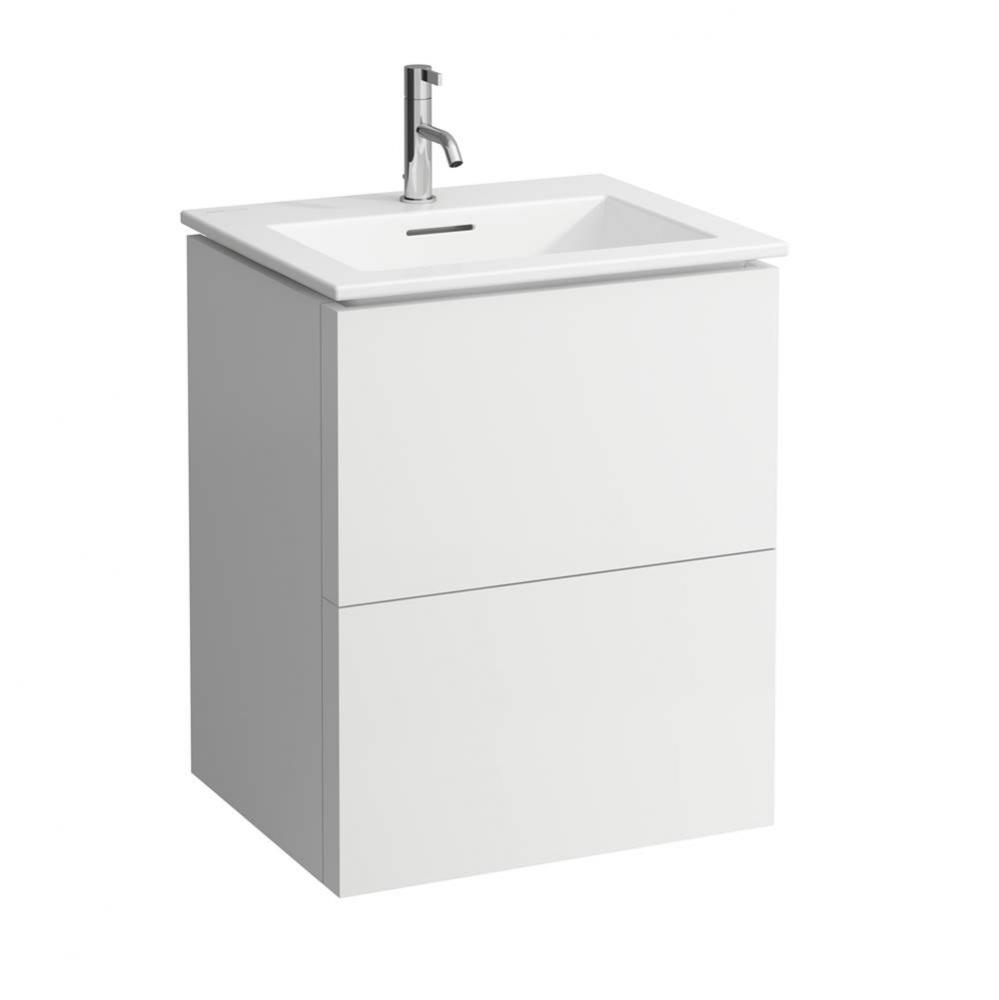 Pack: Washbasin + Vanity Unit 60; slim washbasin white with tap bank, with one tap hole, with over