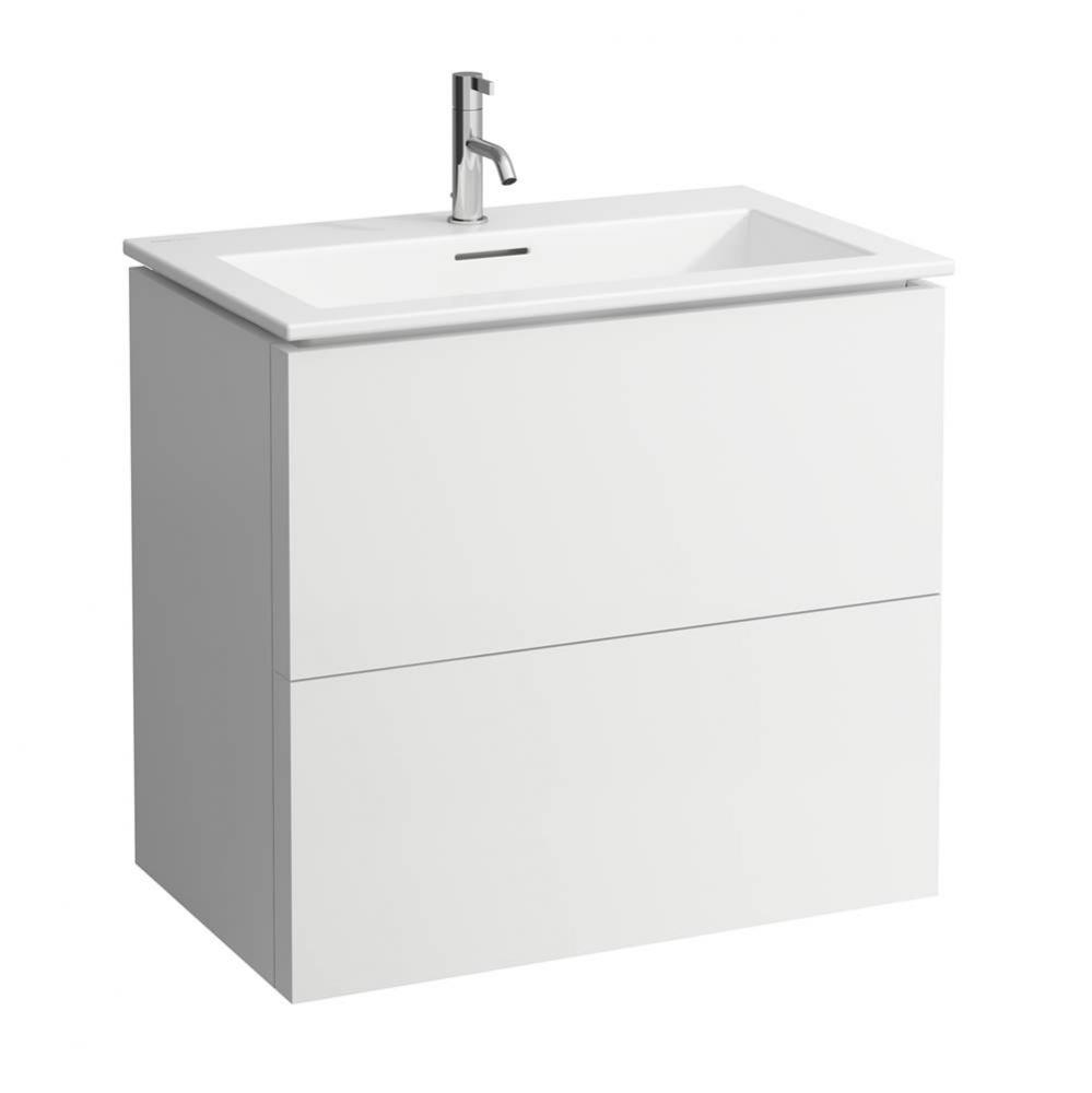 Pack: Washbasin + Vanity Unit 80; slim washbasin white with tap bank, with one tap hole, with over