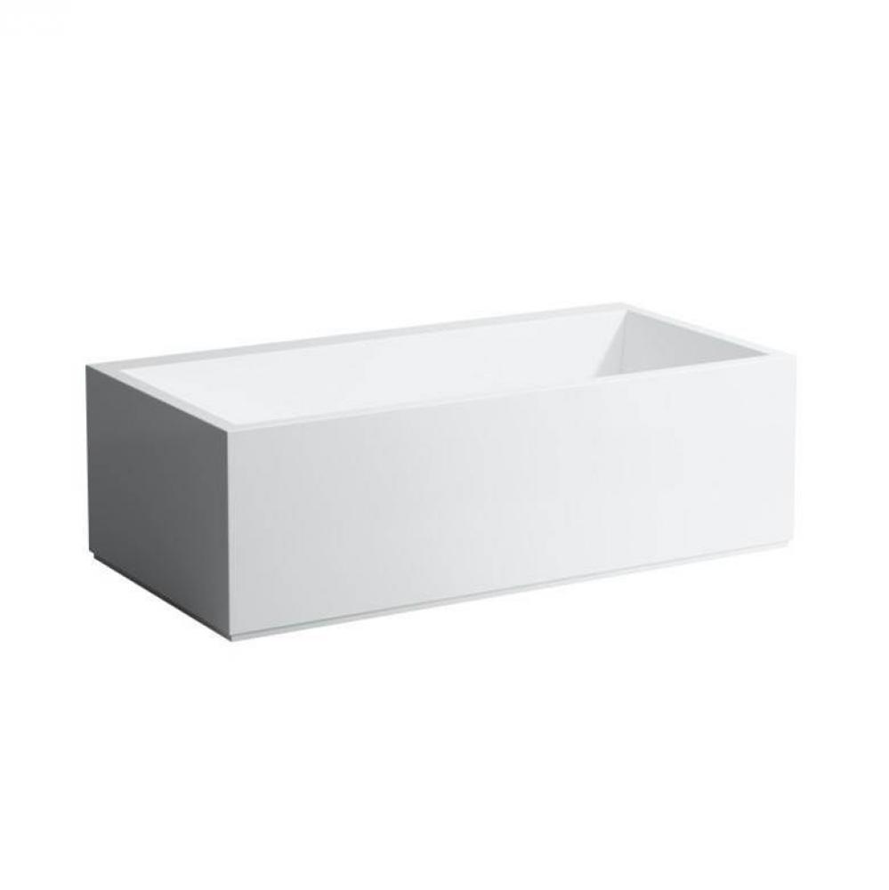 Rectangular bathtub, freestanding, 170x86 cm, with tap bank, with illuminated slot overflow at opp