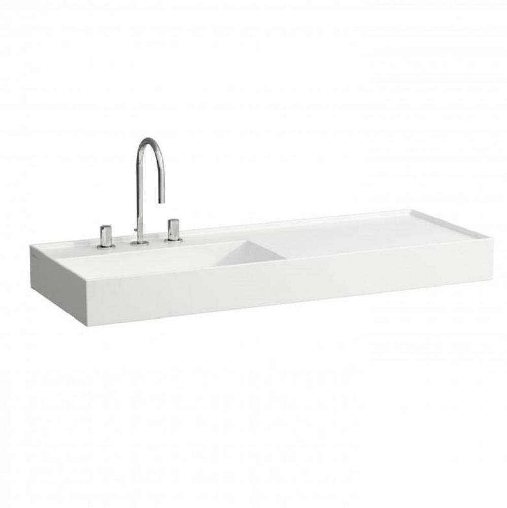 Washbasin with shelf right, 1200 x 460 x 120, with tap bank and shelf right, with one tap hole in