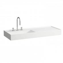 Kartell By Laufen H8133320201851 - Washbasin with shelf right, 1200 x 460 x 120, with tap bank and shelf right, with three tap holes,