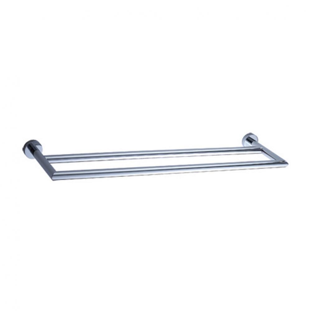 Wall-mount double towel bar made of chrome plated brass . W: 24 5/8'', D: 6 1/4'&ap