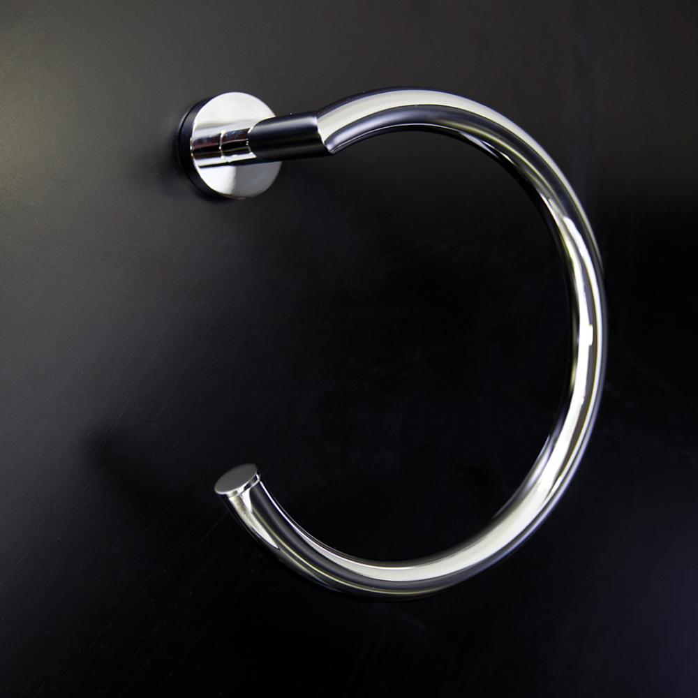 Wall-mount towel ring made of chrome plated brass.  W: 7 1/4'', D: 3 1/4''