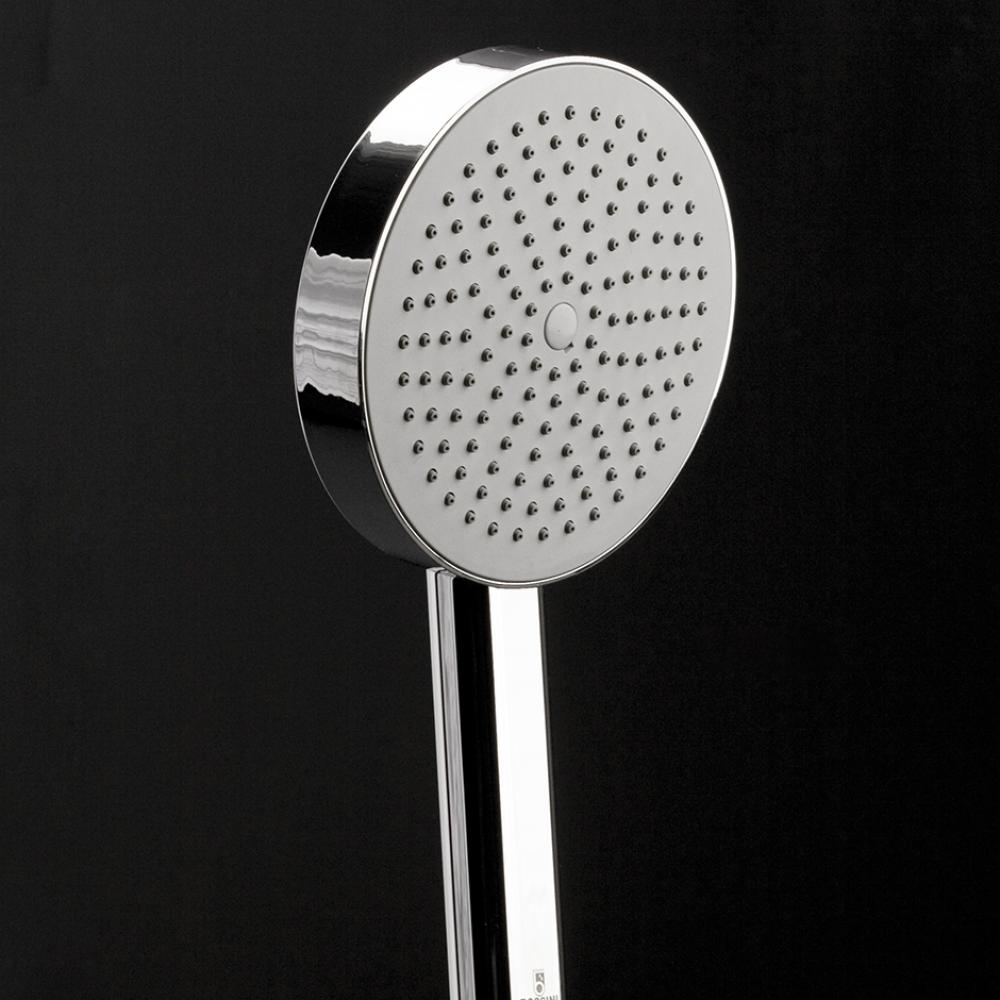 Hand-held round shower head with 59'' flexible hose, rain jet.