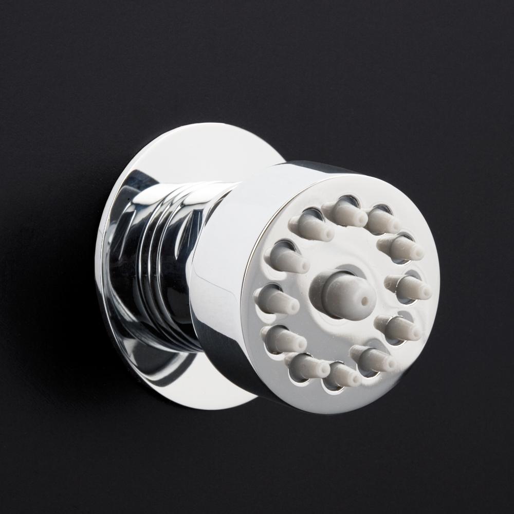 Wall-mount round body spray, one jet.