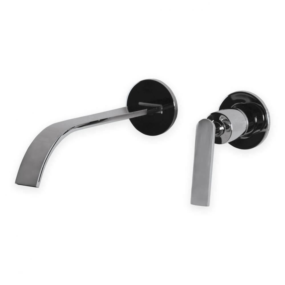 ROUGH - Wall-mount two-hole faucet with one lever handle on the right, no backplate.