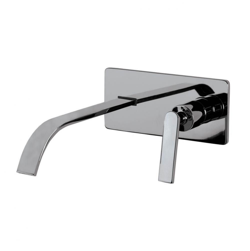 ROUGH - Wall-mount two-hole faucet with one lever handle on the right, with backplate.