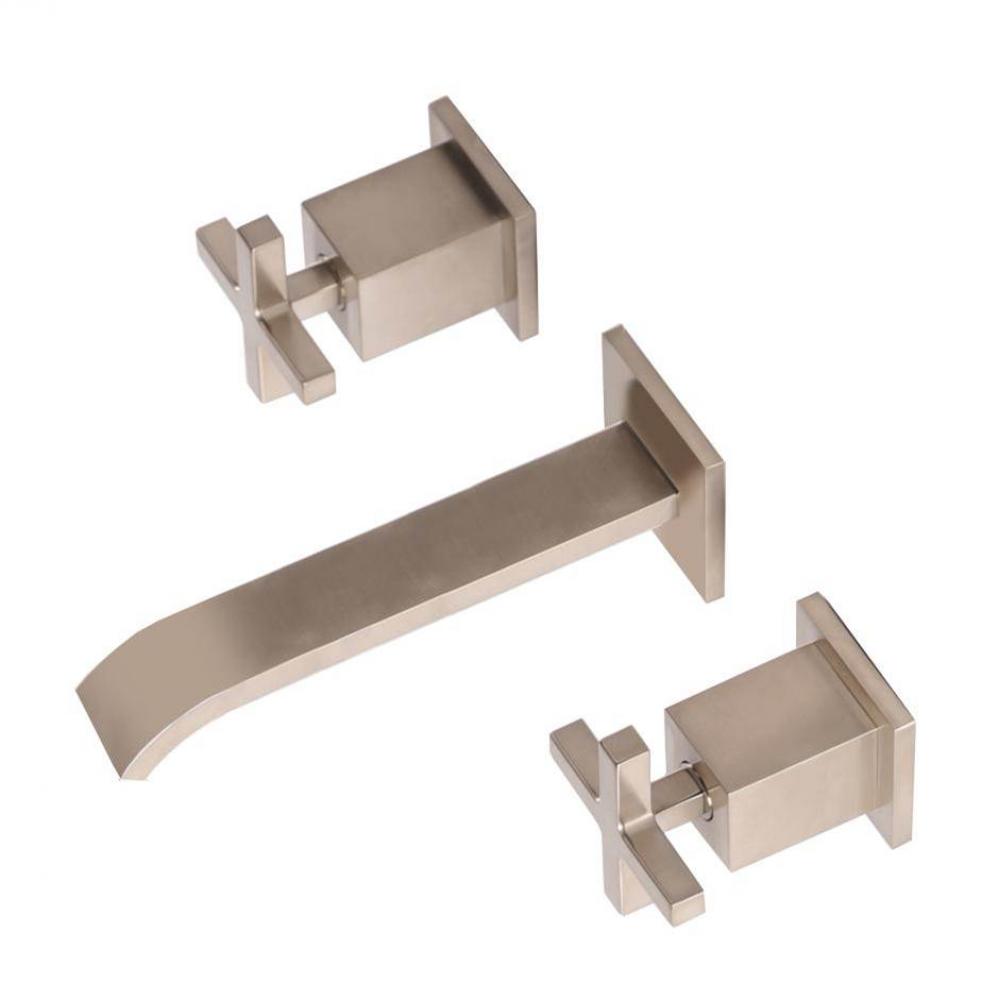 TRIM - Wall-mount three-hole faucet featuring natural water flow, with two cross handles, no backp