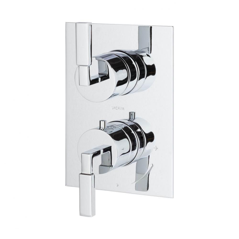 TRIM ONLY - Thermostatic Valve w/1 way volume, GPM 9 (60PSI) with rectangular back plate and 2 sta