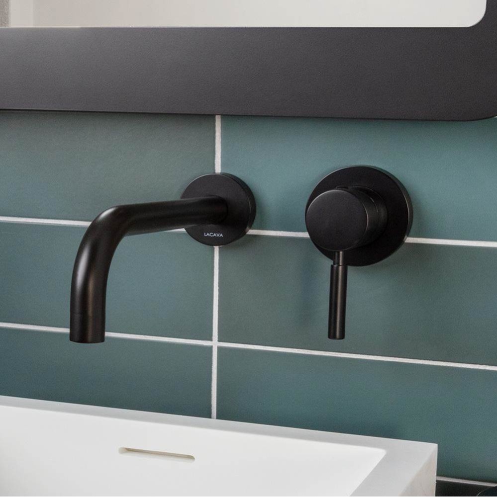 Trim - Wall Mount Two-hole Faucet with One Lever Handle On The Right, No Backplate. Water Flow Rat