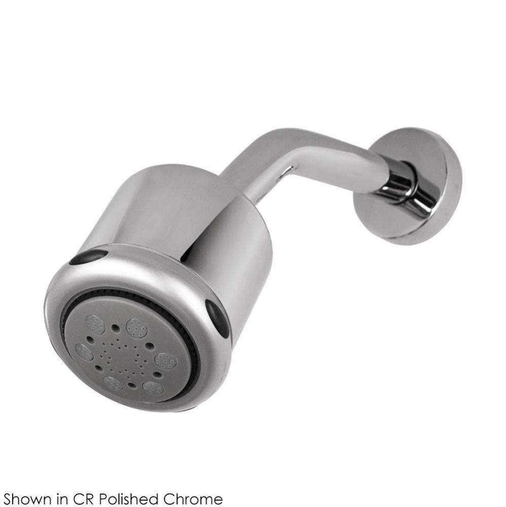 Wall-mount tilting round shower head, three jets. Arm and flange sold separately