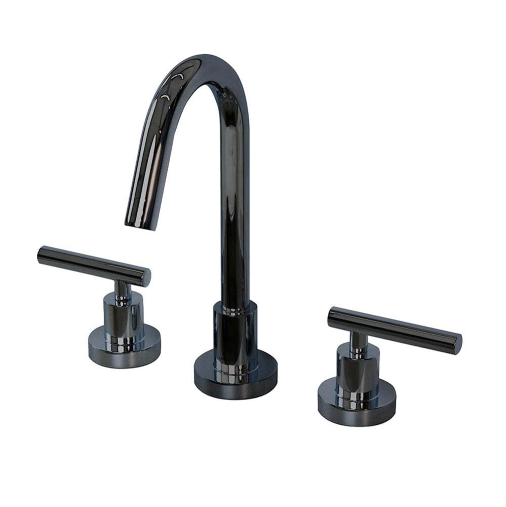 Deck Mount Three-hole Faucet with A Gooseneck Swiveling Spout, Two Lever Handles, and A Pop-up Dra