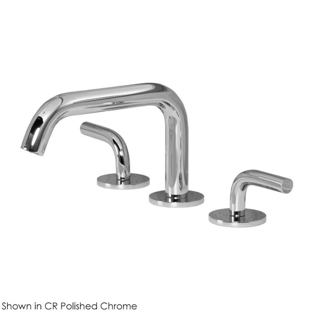 Deck-mount three-hole faucet with a squared-gooseneck swiveling spout, and a click clack drain two