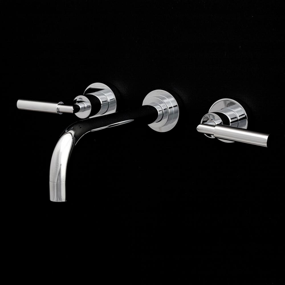 TRIM- Wall-mount three-hole faucet with two lever handles, no backplate, spout 6''.