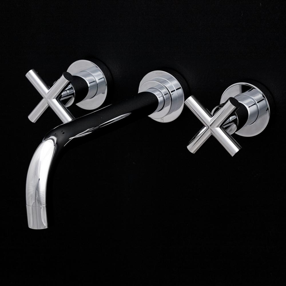 ROUGH - Wall-mount three-hole faucet with three-hole faucet with two cross handles, no backplate,