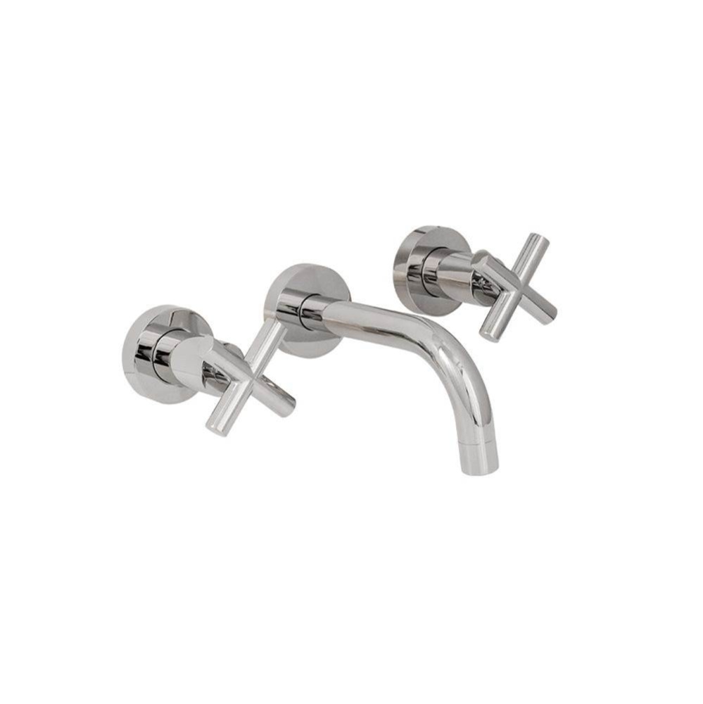 Trim - Wall Mount Three-hole Faucet with Three-hole Faucet with Two Cross Handles, No Backplate, S