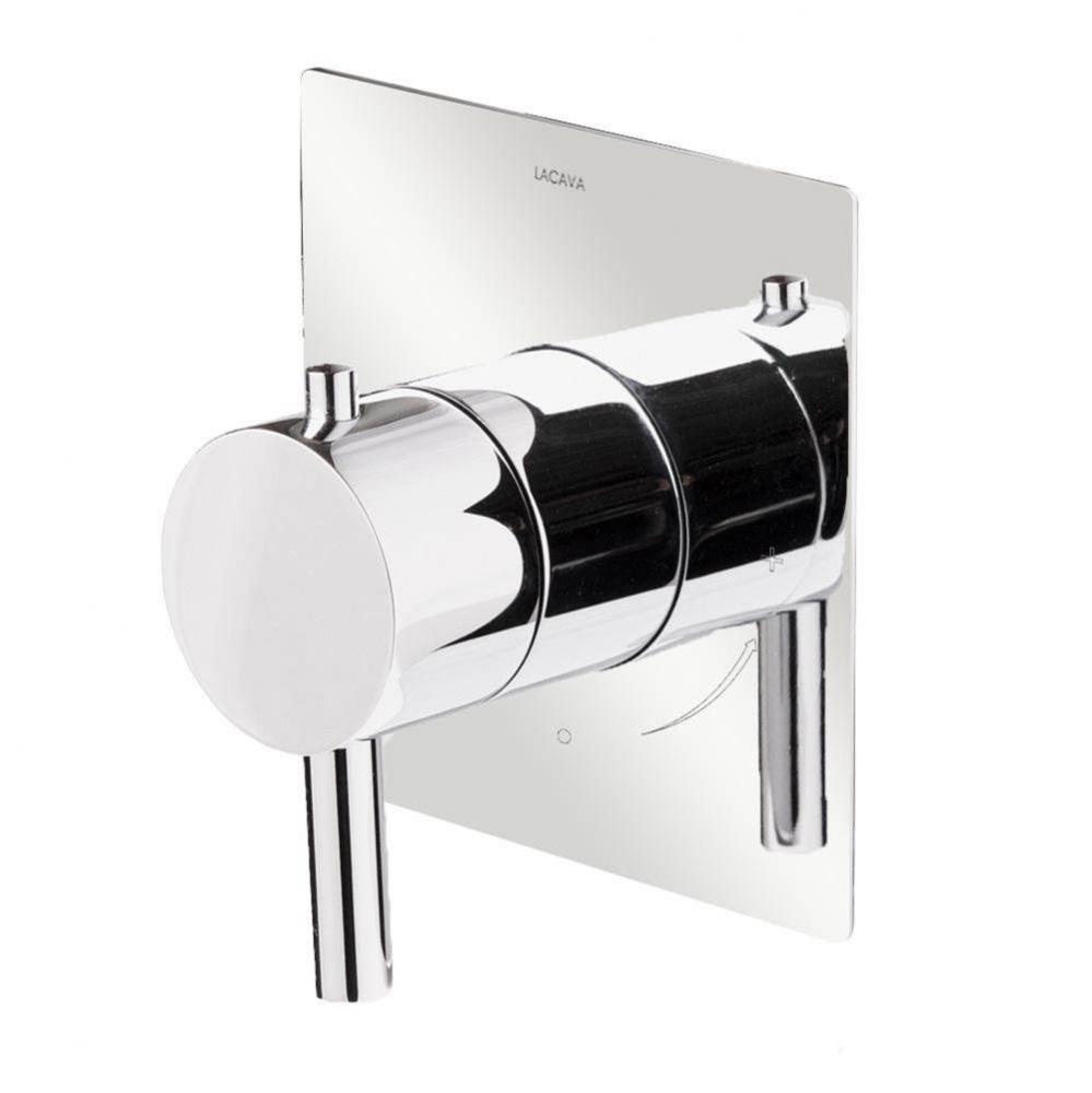 TRIM ONLY - Built-in thermostatic valve with single handle and rectangular backplate. Water flow r