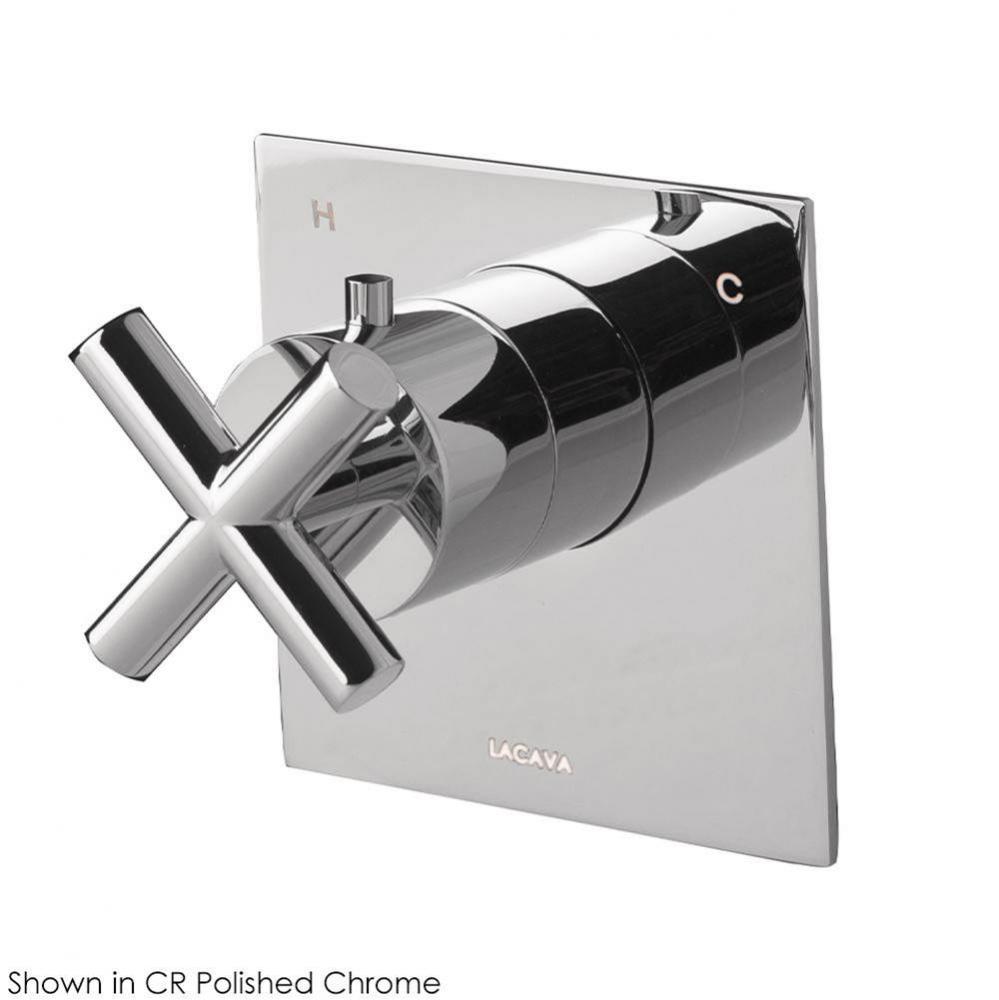 TRIM ONLY - Master shower compact thermostat - flow rate 10 GPM - round cross handle - square back