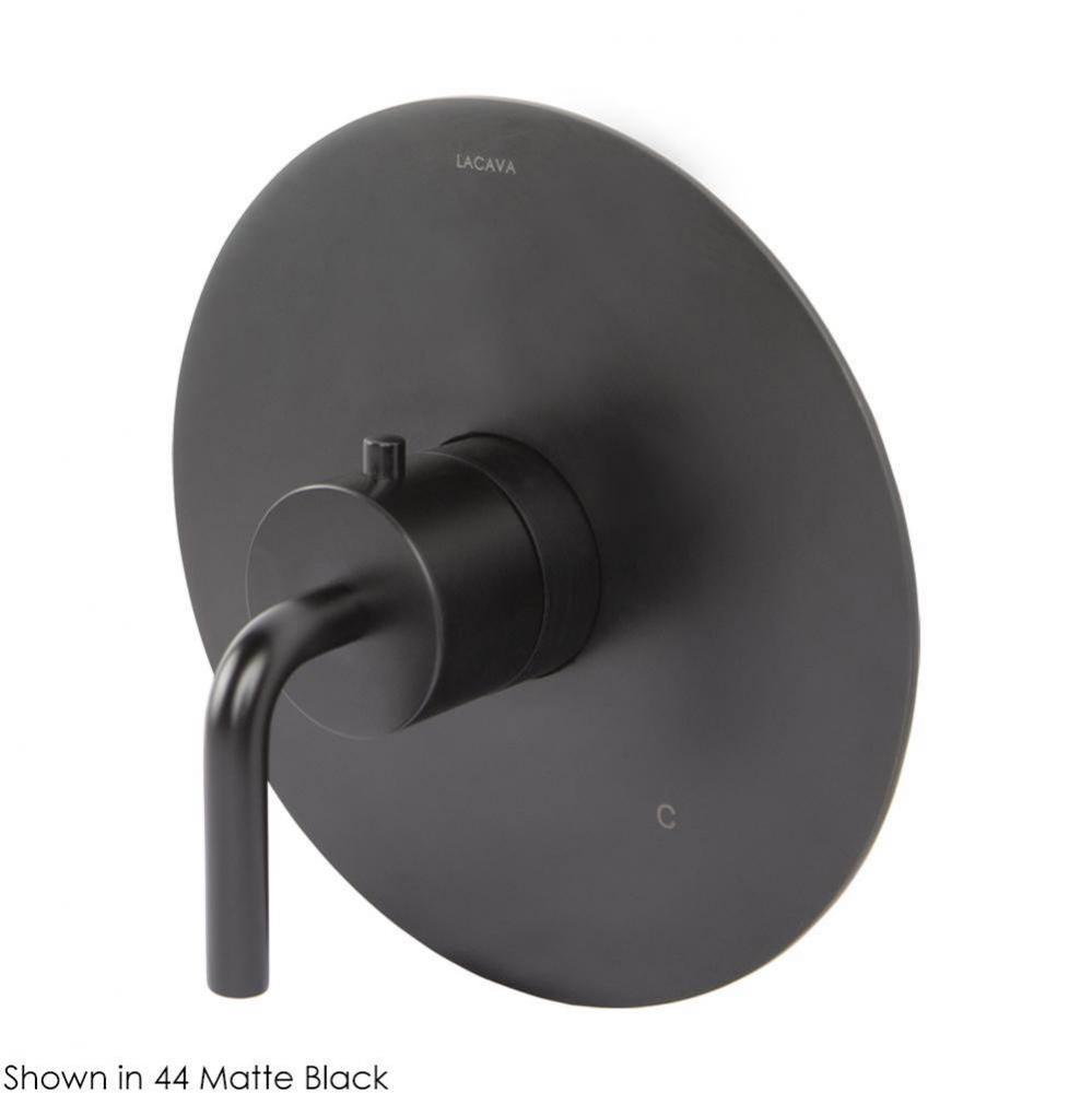 TRIM ONLY - Regular Thermostat, flow rate 10 GPM, curved lever handle on round knob, round backpla