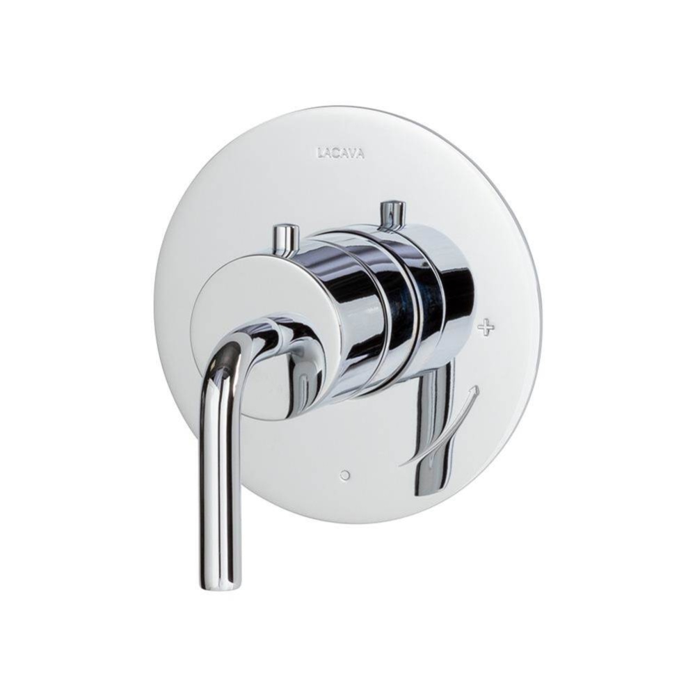 Trim Only - Regular Thermostat, Flow Rate 10 GPM, Curved Lever Handle On Round Knob, Round Backpla
