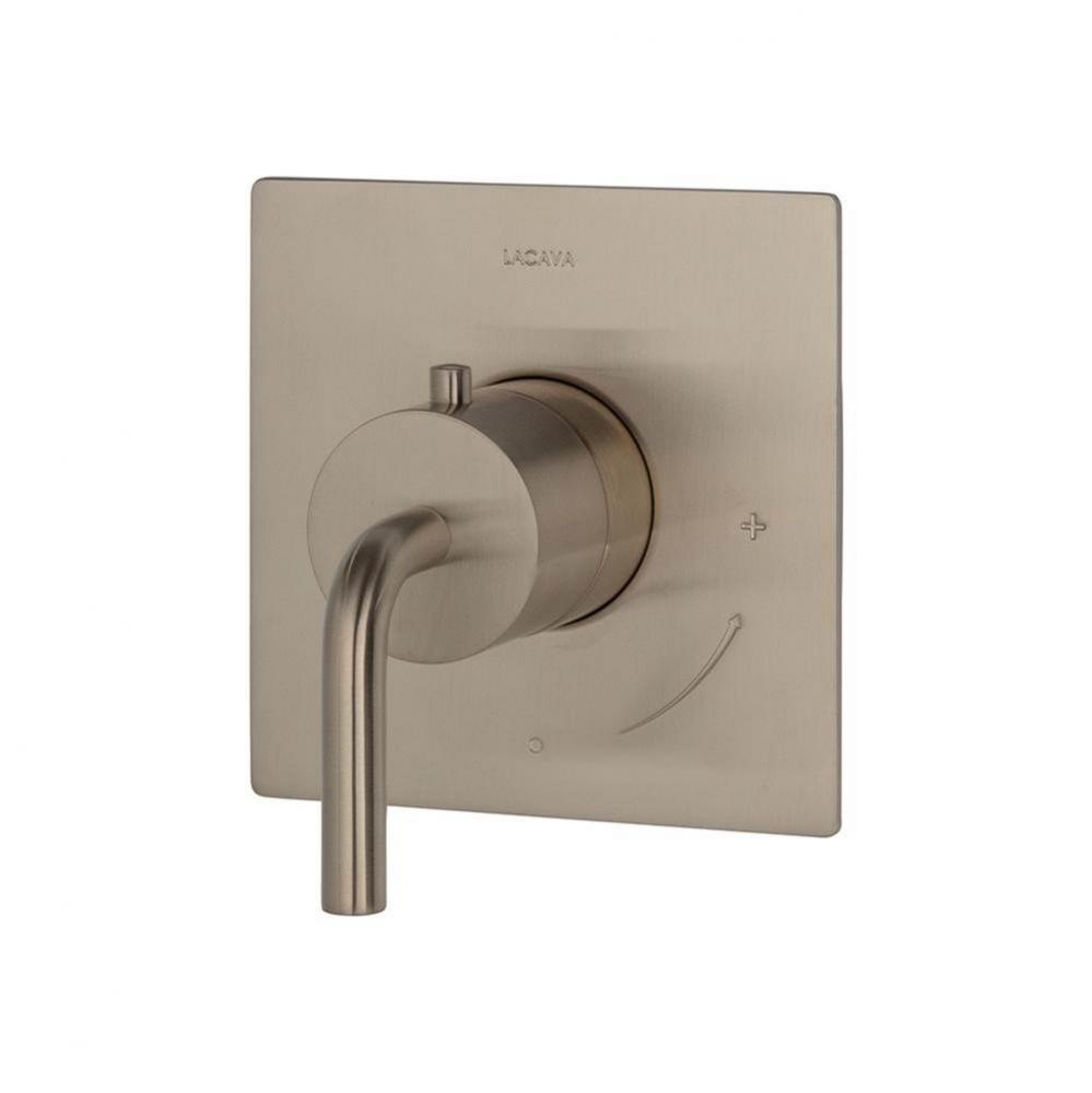 TRIM ONLY - Regular Thermostat, flow rate 10 GPM, curved lever handle on round knob, rectangular b