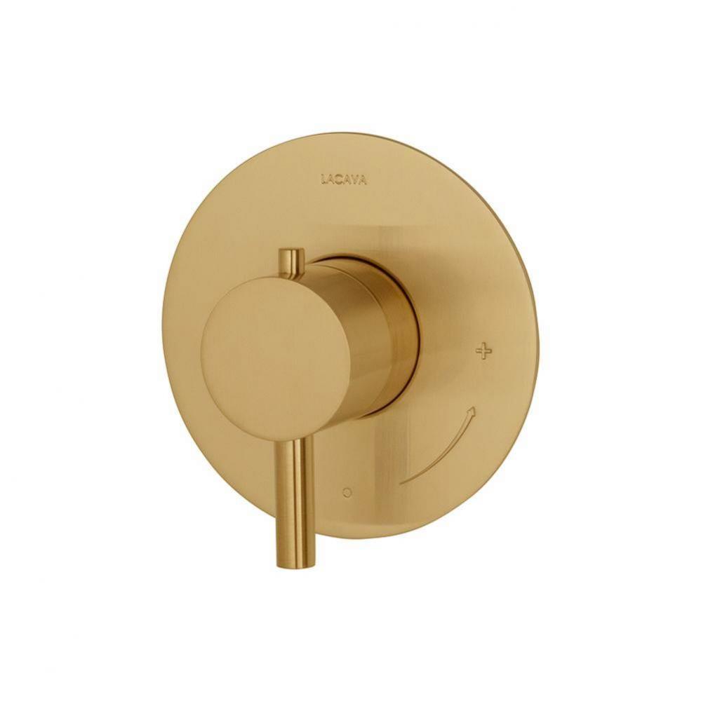 TRIM ONLY - Built-in thermostatic valve with single handle and round backplate. Water flow rate: 1