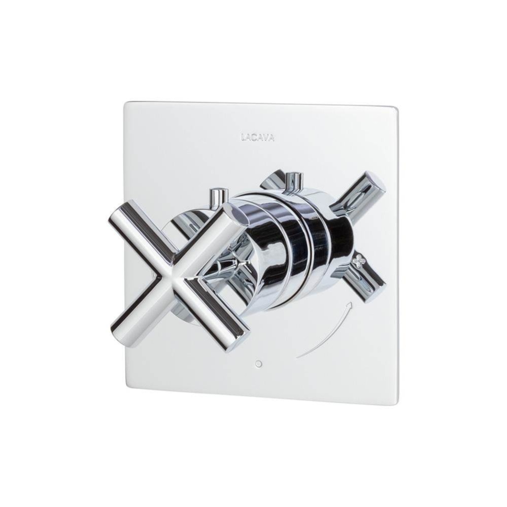 Trim Only - Thermostatic Valve GPM 10 (60psi) with Rectangular Back Plate and Cross Handle