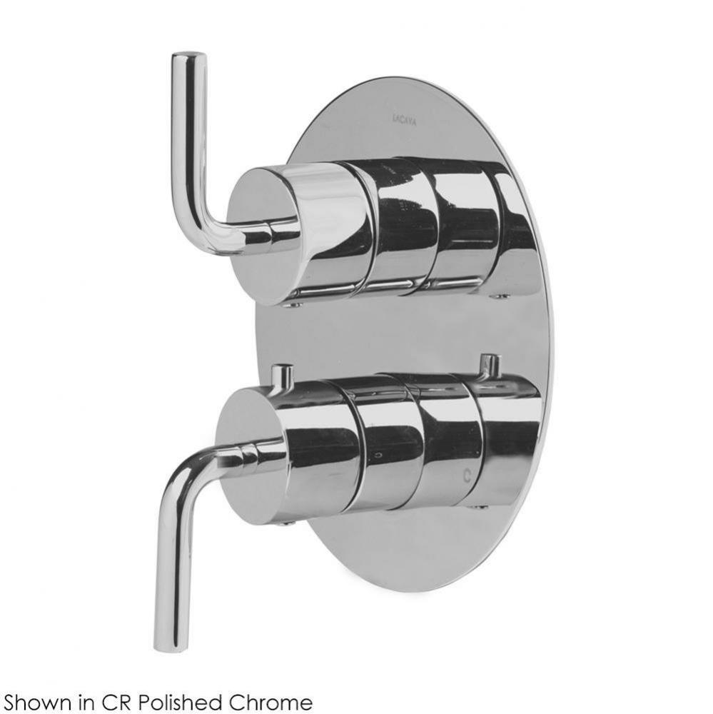 TRIM ONLY - Thermostat w 2-way diverter + OFF, GPM 6.1 (43.5PSI) curved lever handls on round knob