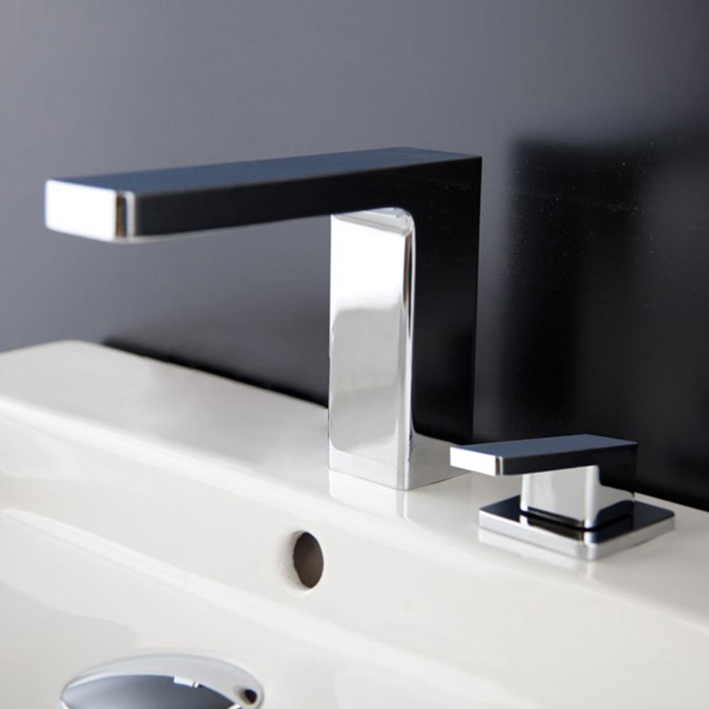 Deck mount two hole faucet with a square neck spout, lever handle, and a pop up drain SPOUT: 6&apo