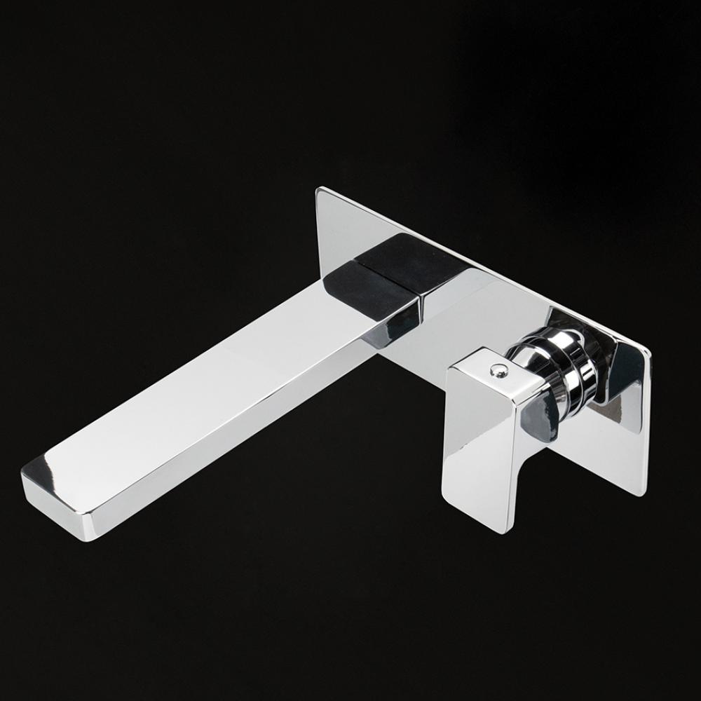 TRIM - Wall mount two hole faucet with one lever handle on the right and backplate SPOUT: 7 3/8&ap