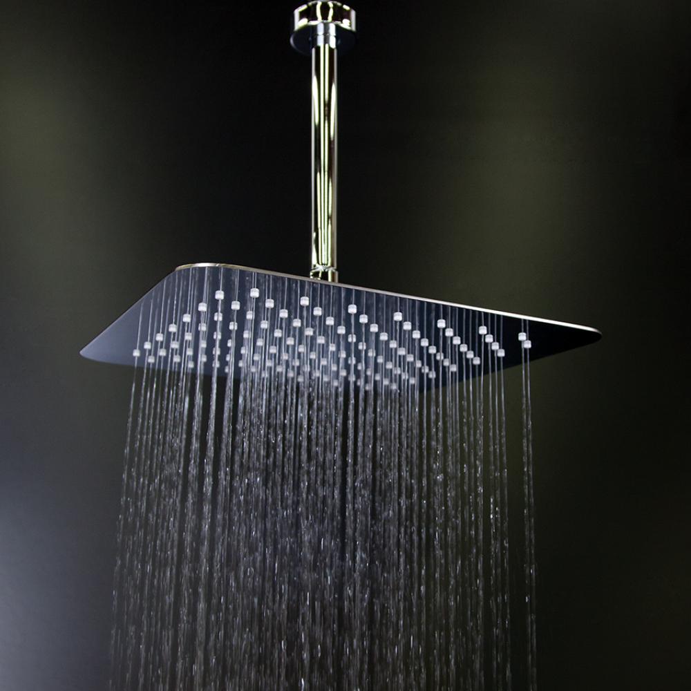 Ceilling mount tilting square rain shower head with ultra thin edge and flow regulator  3.