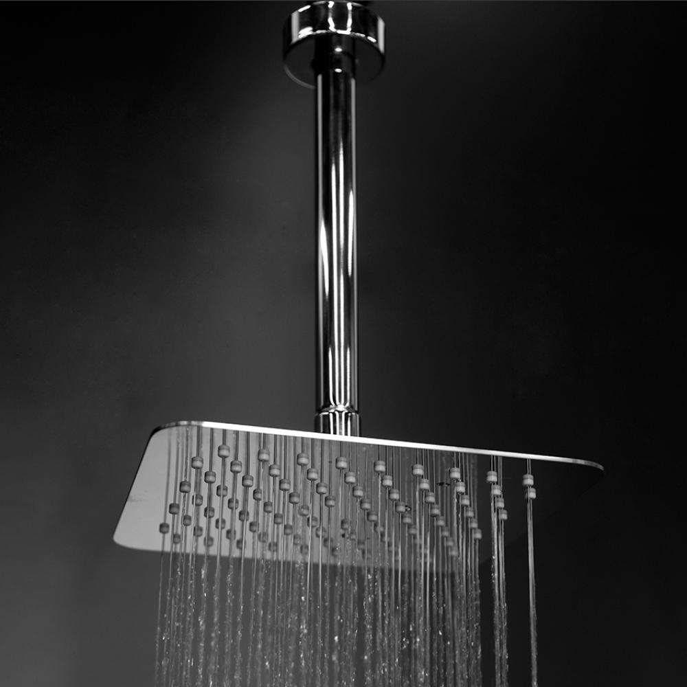 Wall mount or ceilling mount tilting square rain shower head with ultra thin edge and flow regulat