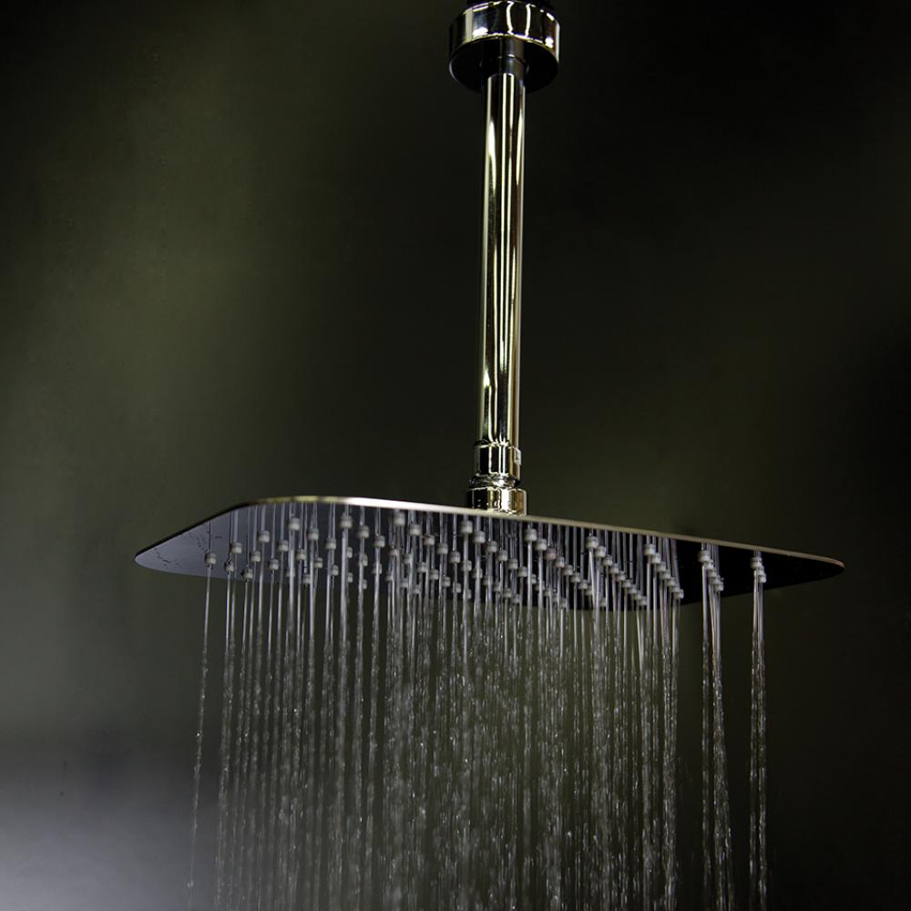 Ceilling mount tilting square rain shower head with ultra thin edge and flow regulator  3.