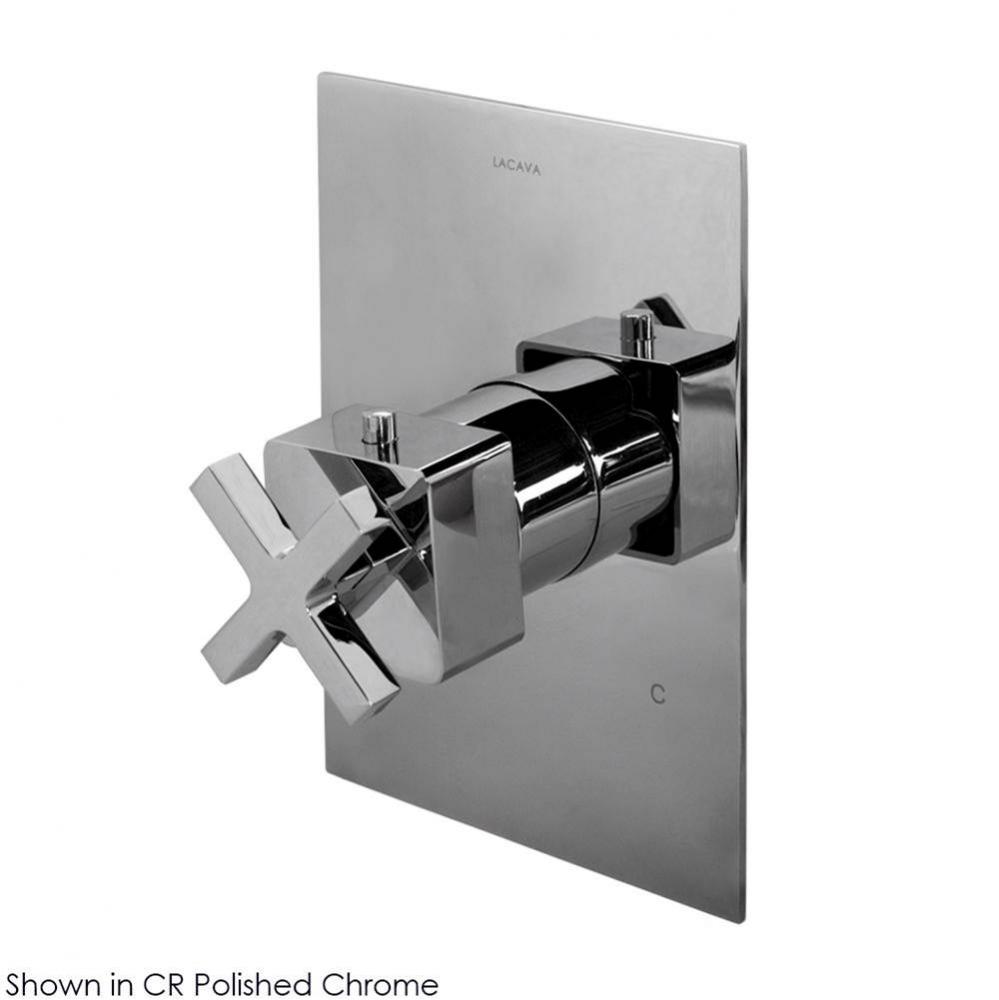 TRIM ONLY - Thermostatic Valve GPM 10 (60PSI) with  rectangular back plate and cross handle